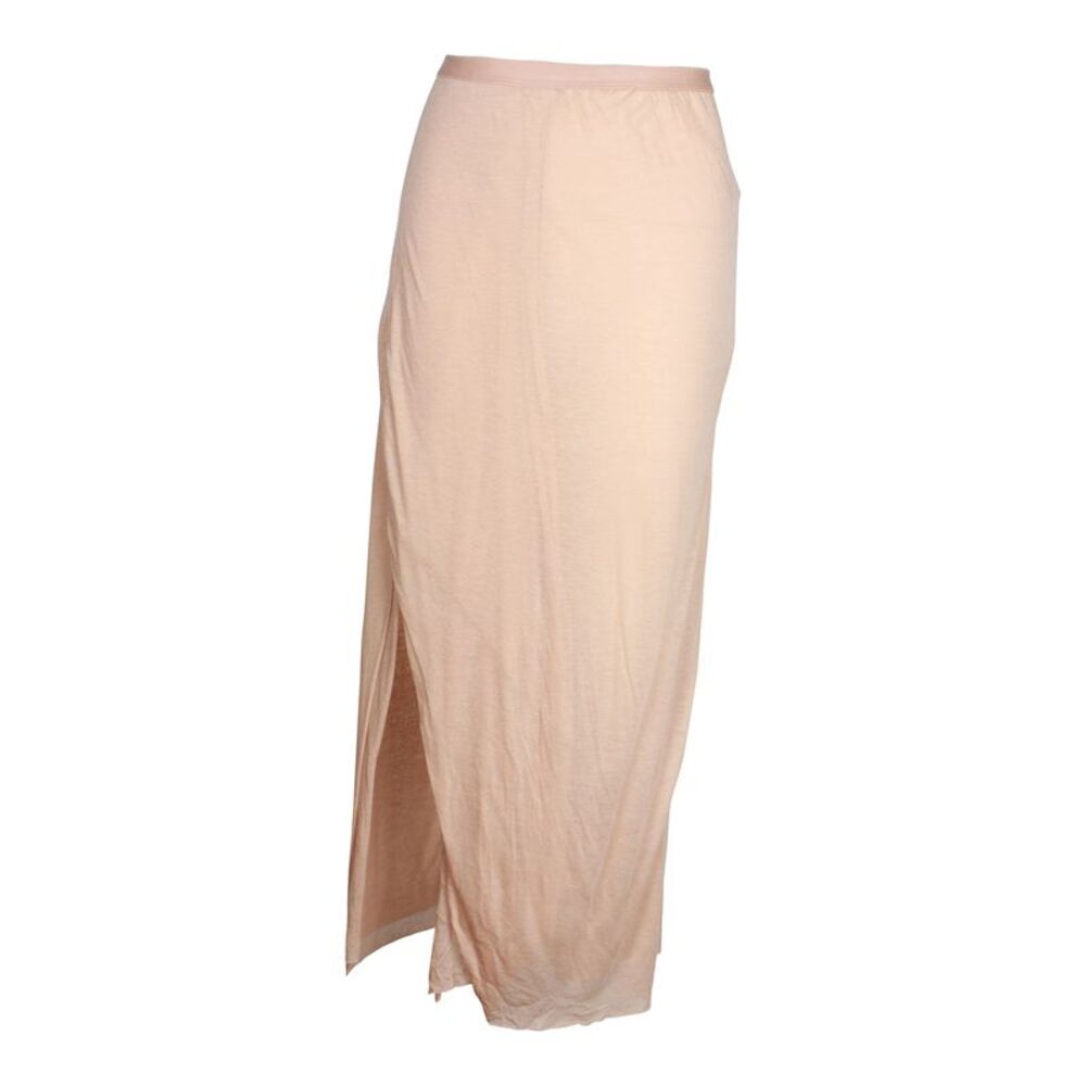 Rick Owens Side Slit Midi Skirt in Nude Viscose